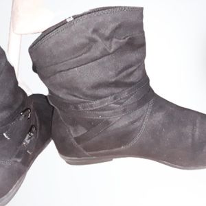 Black Suede Slouch Booties Size 8